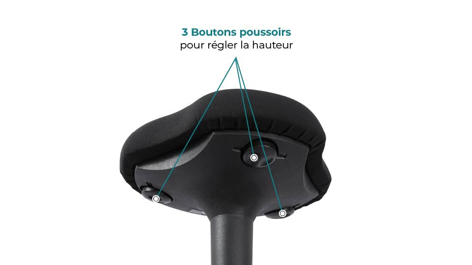 siège assis debout WOOBLE boutons de réglage