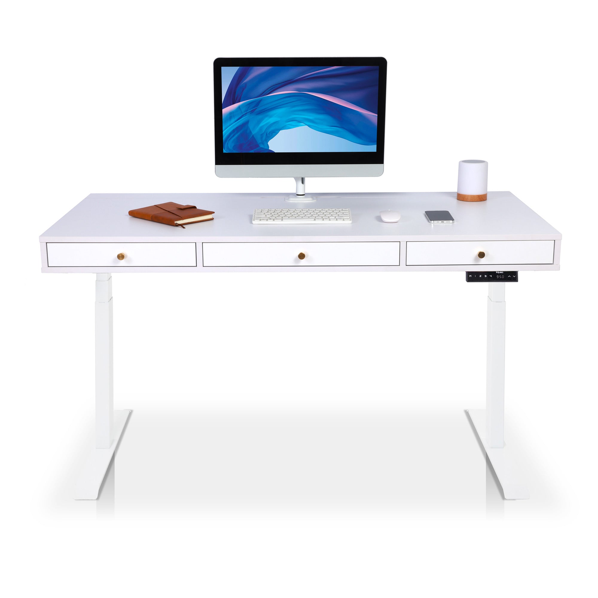 bureau assis debout SPACE DYNAMIC avec trappe 3 tiroirs 140cm blanc