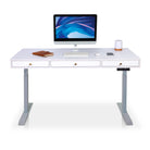 bureau assis debout SPACE DYNAMIC avec trappe 3 tiroirs 140cm gris plateau blanc