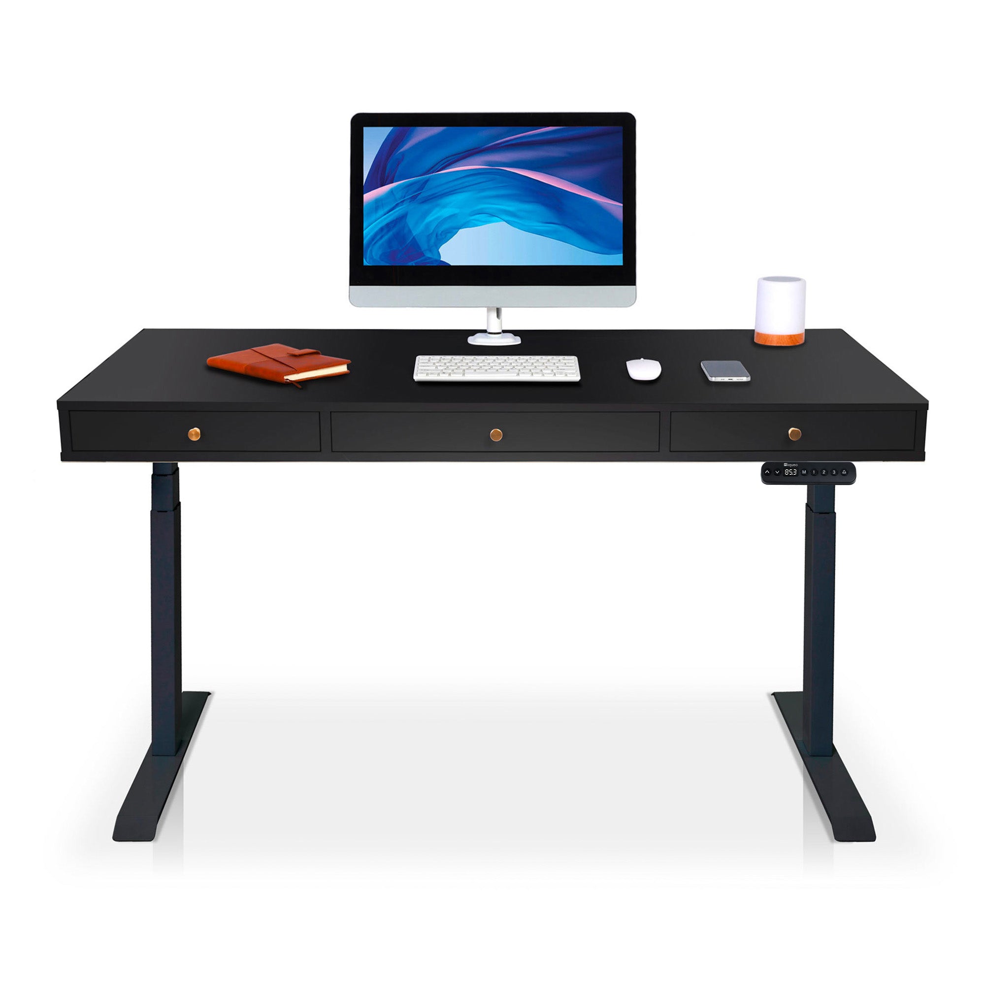 Bureau assis debout 3 tiroirs - SPACE DYNAMIC SQUARE 110x60 cm noir