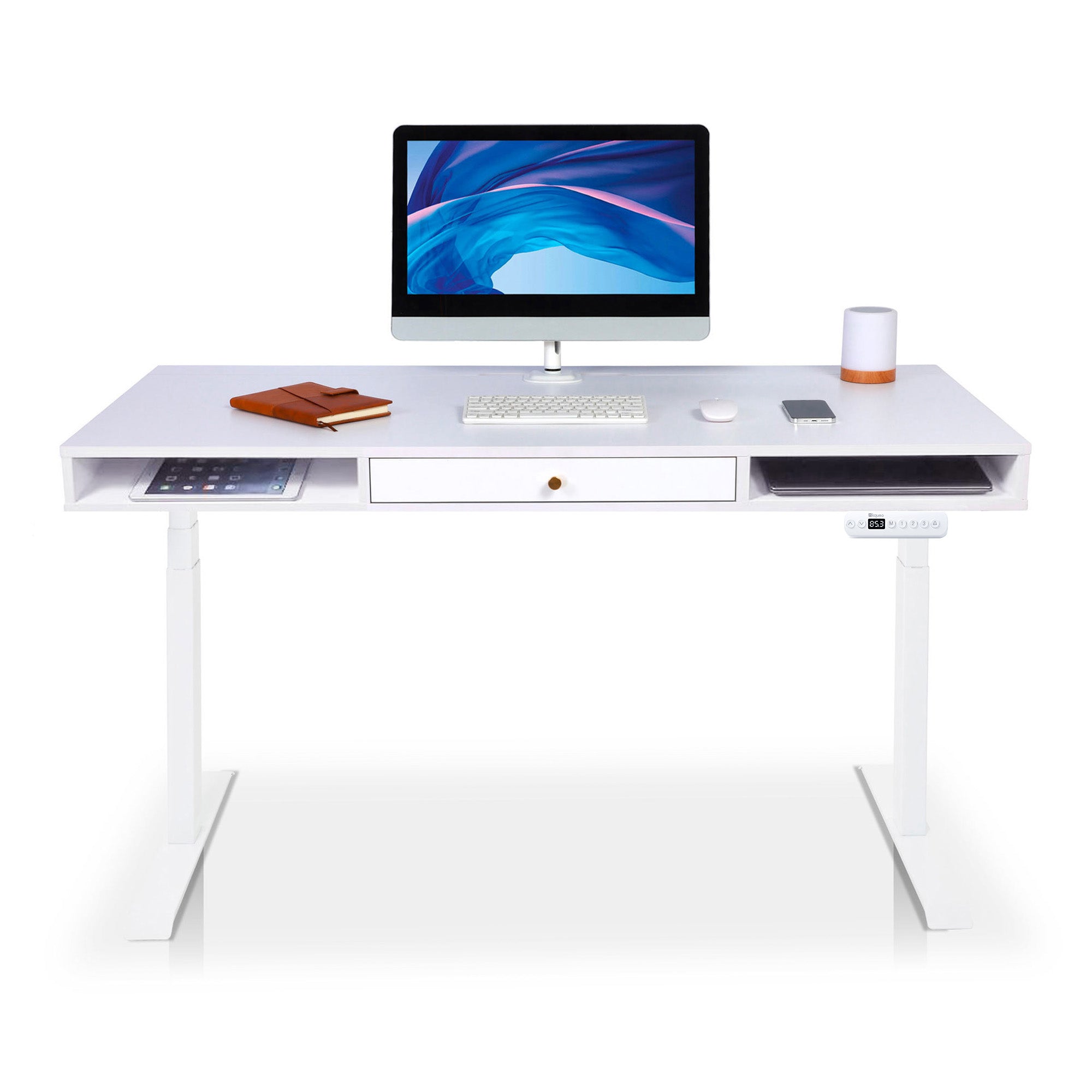 Bureau assis debout 1 tiroir - SPACE DYNAMIC SQUARE 160x80 cm blanc