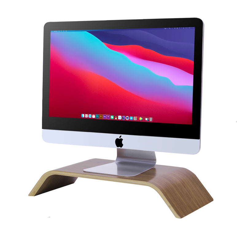 Tablette support d'écran coloris bois foncé