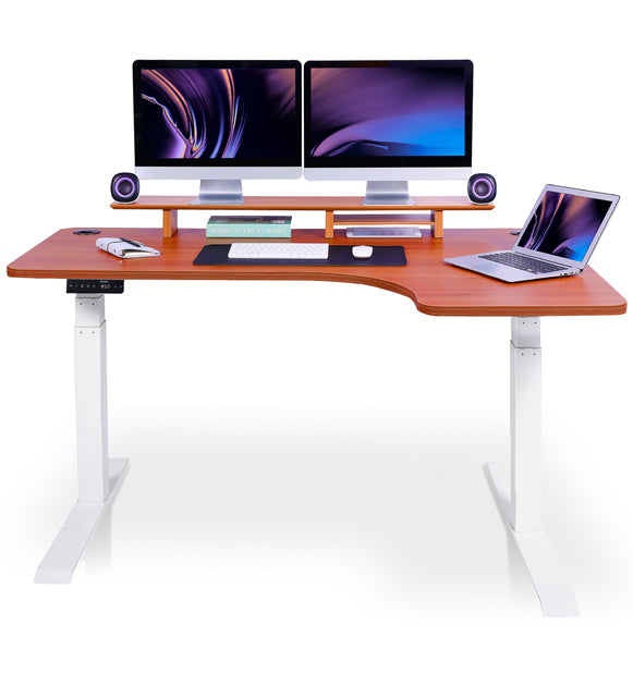 bureau assis debout CORNER blanc chene foncé