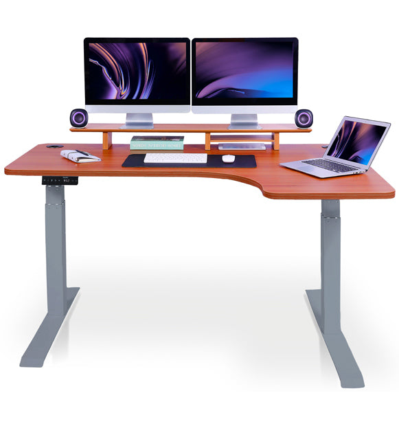 bureau assis debout CORNER gris chene foncé