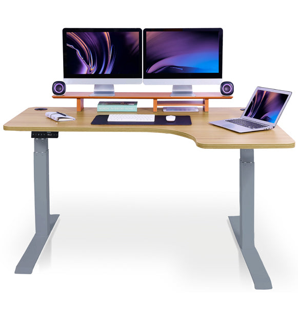 bureau assis debout CORNER gris chene doré