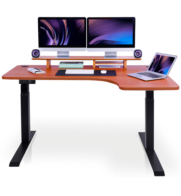 bureau assis debout CORNER noir chene foncé