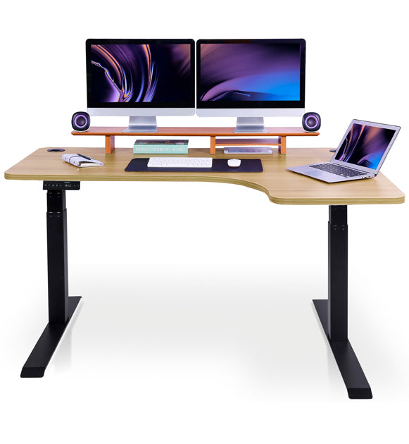 bureau assis debout CORNER noir chene doré