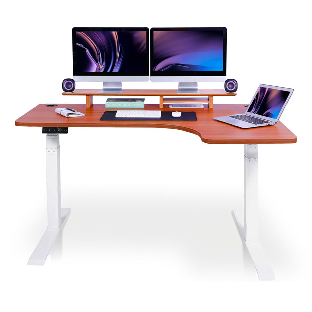 bureau assis debout d'angle 180 blanc chene foncé