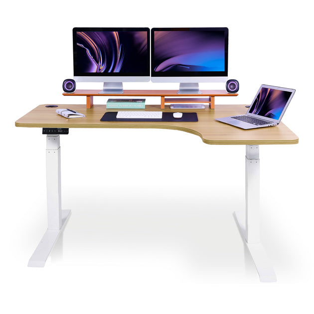 bureau assis debout d'angle 180 noir chene doré