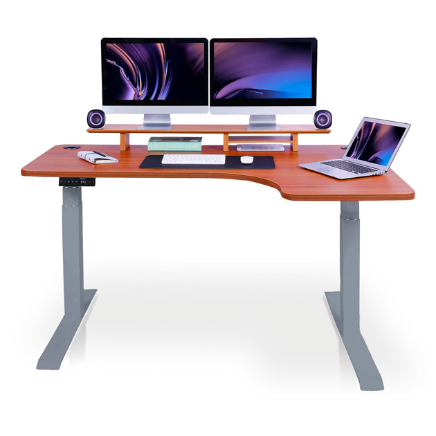 bureau assis debout d'angle 180 gris chene foncé