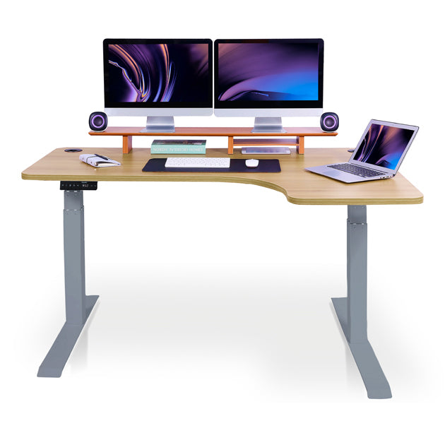 bureau assis debout d'angle 180 gris chene doré