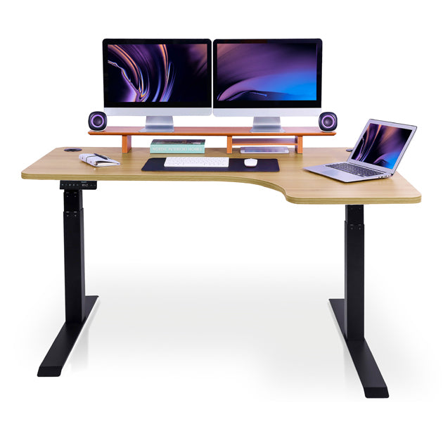 bureau assis debout d'angle 180 noir chene doré