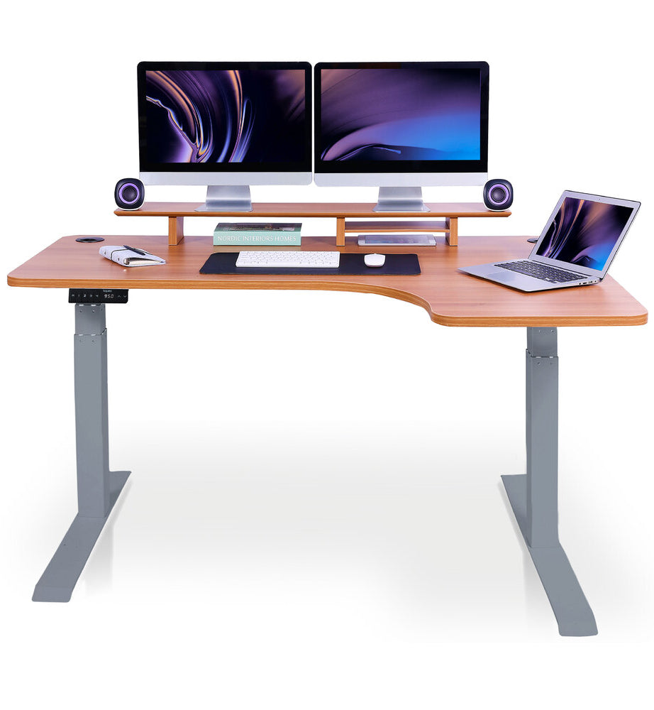 bureau assis debout d'angle 160cm gris chene