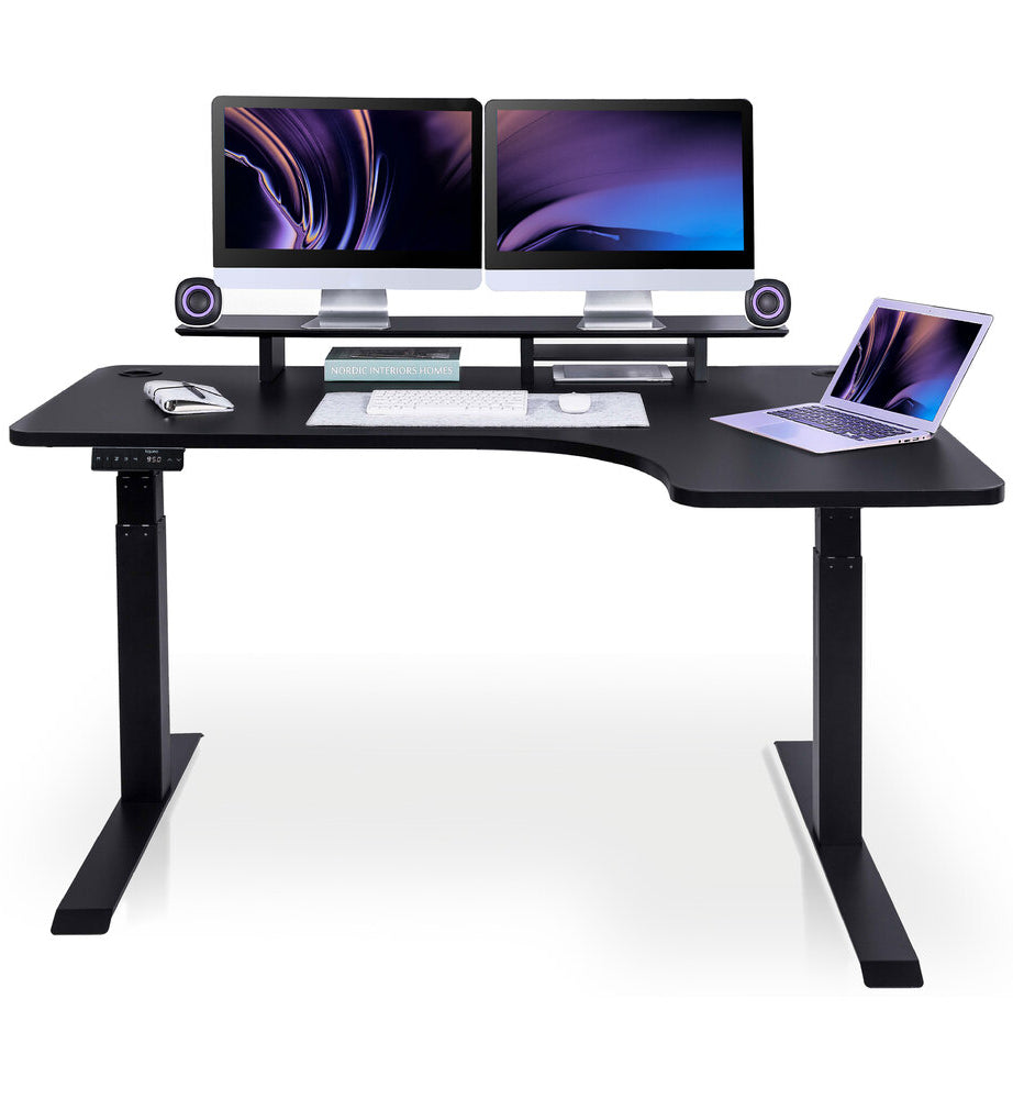 bureau assis debout d'angle 160cm noir