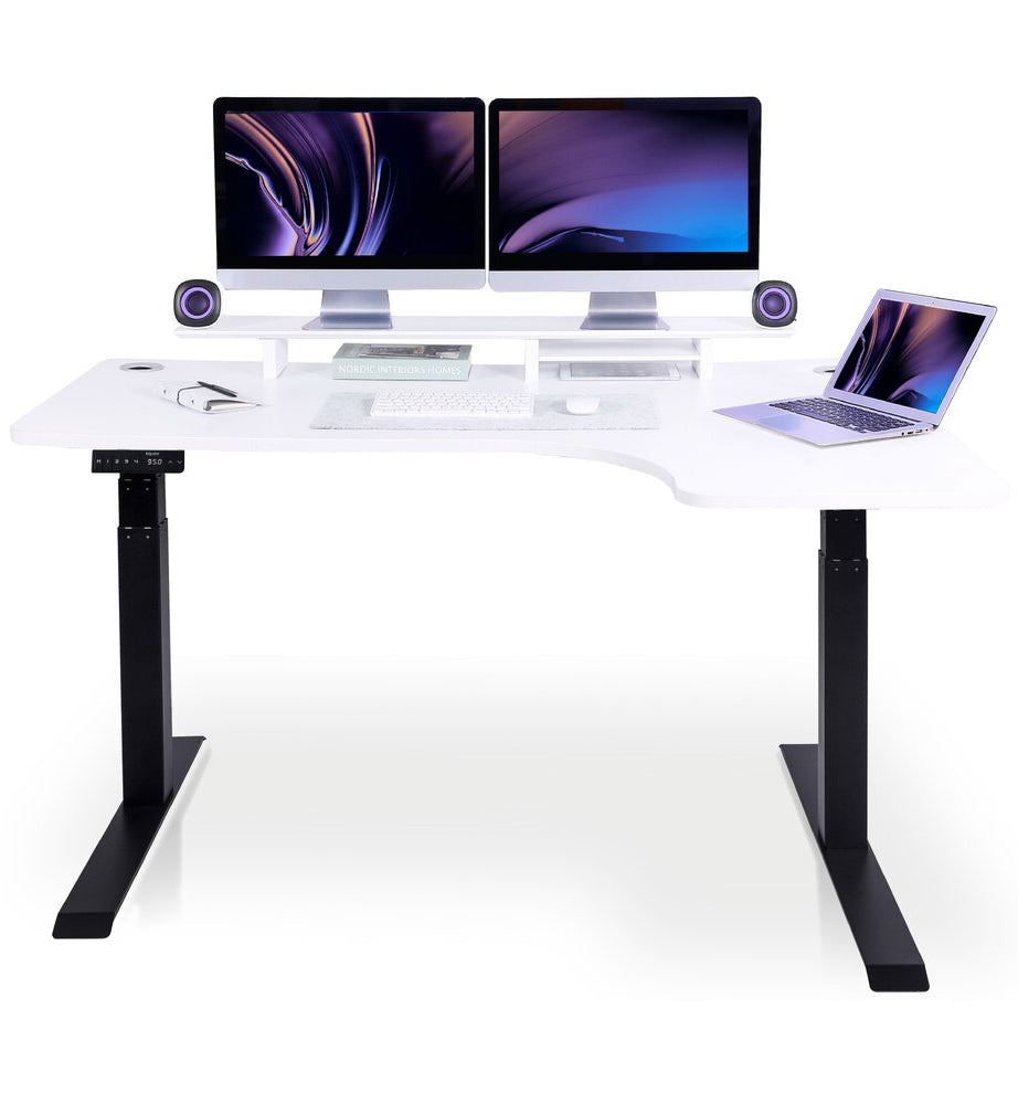 bureau assis debout d'angle 160cm noir blanc