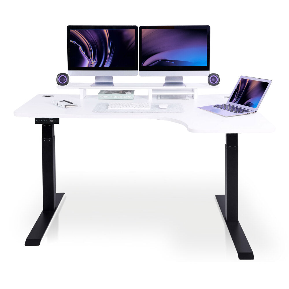 bureau assis debout d'angle 160cm noir blanc