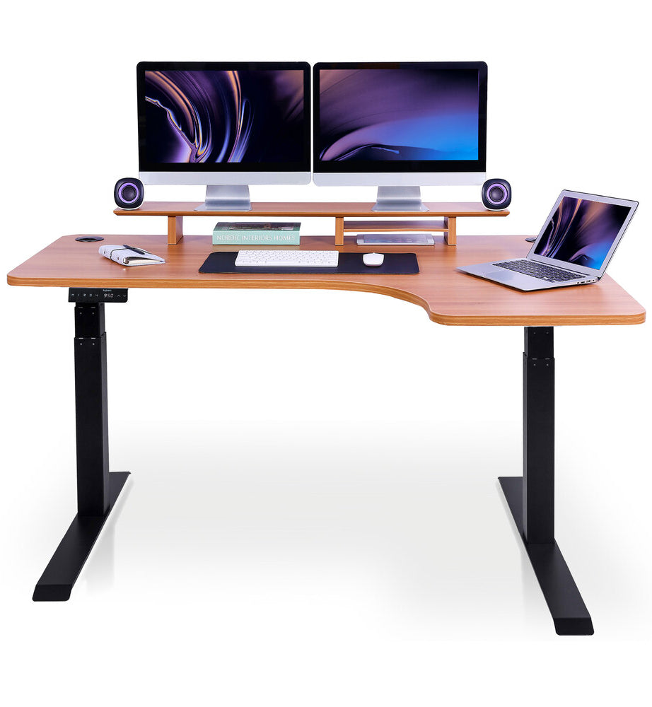 bureau assis debout d'angle 160cm noir chene