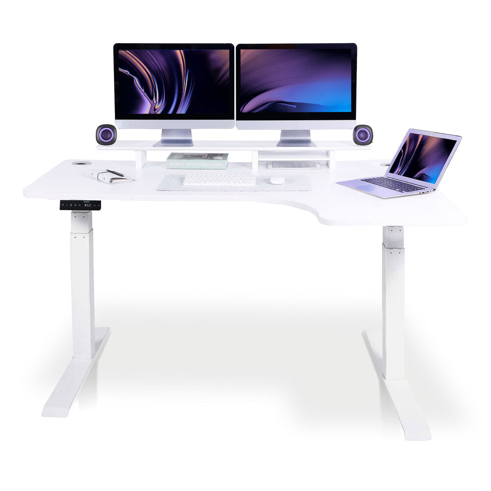 bureau assis debout d'angle 180 blanc