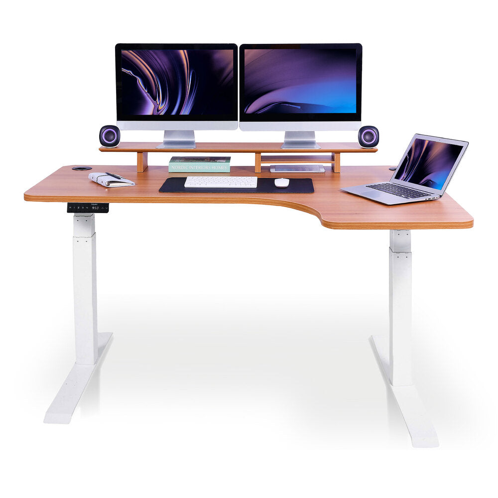 bureau assis debout d'angle 180 blanc chene