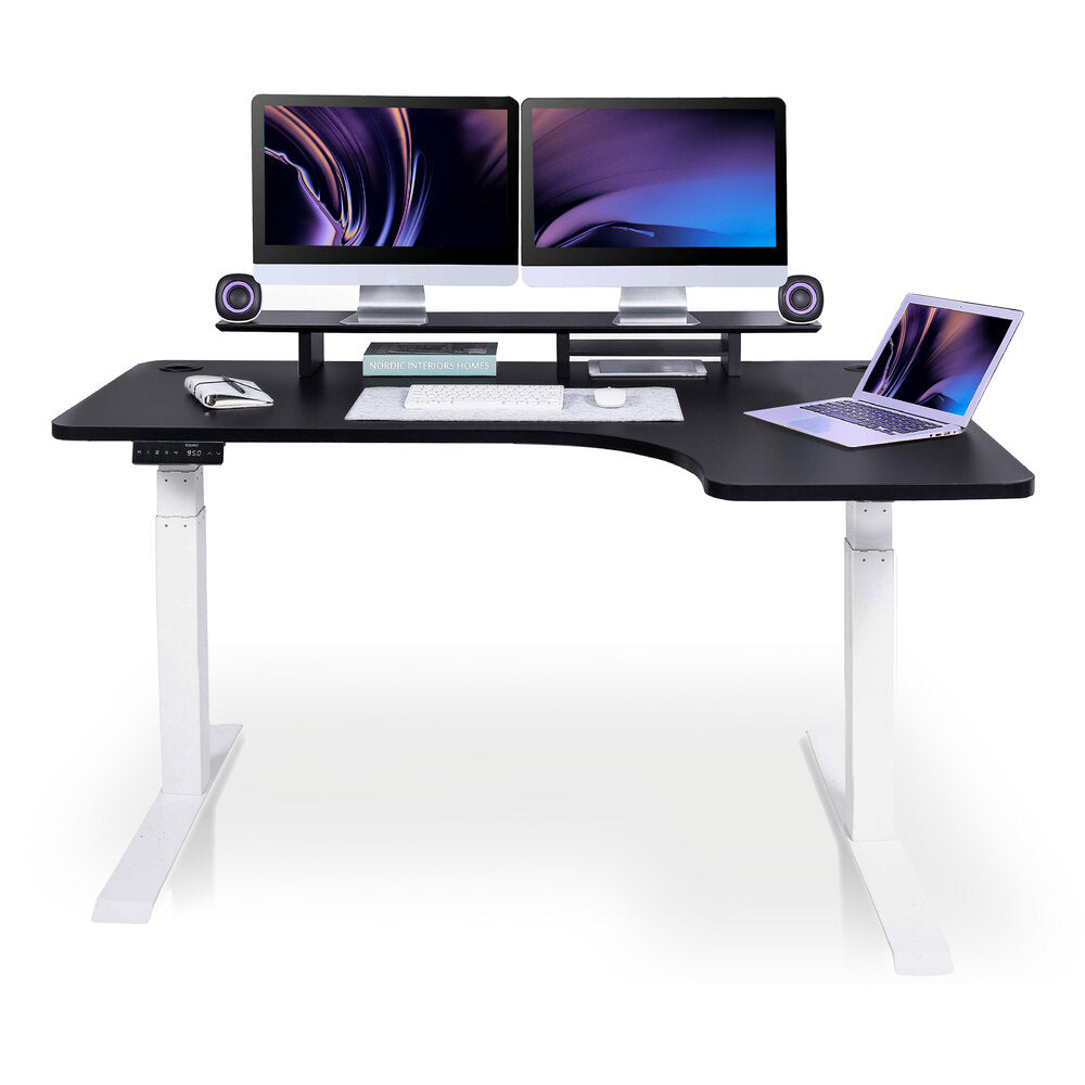 bureau assis debout d'angle 180 blanc noir
