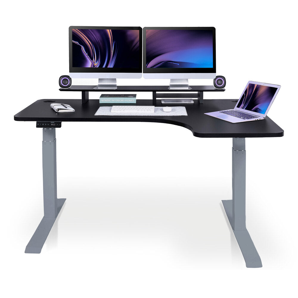 bureau assis debout d'angle 180 gris noir