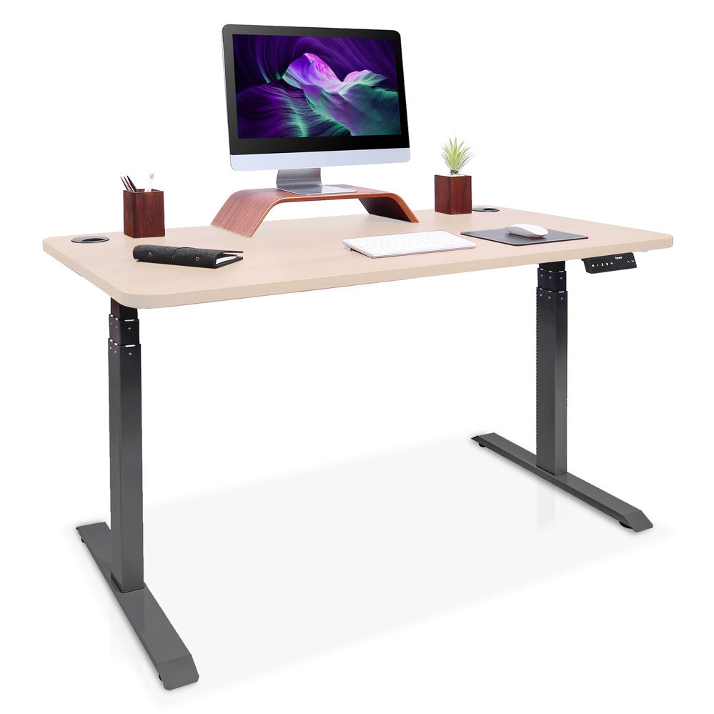 bureau debout 2 moteurs DYNAMIC 120 noir chene clair