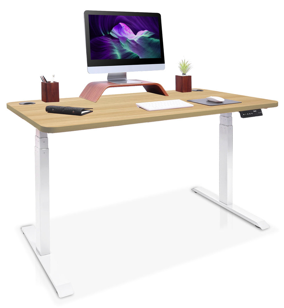 bureau assis debout Dynamic 120x80cm blanc chene doré