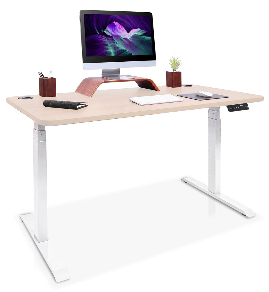 bureau assis debout DYNAMIC 140 blanc chene clair