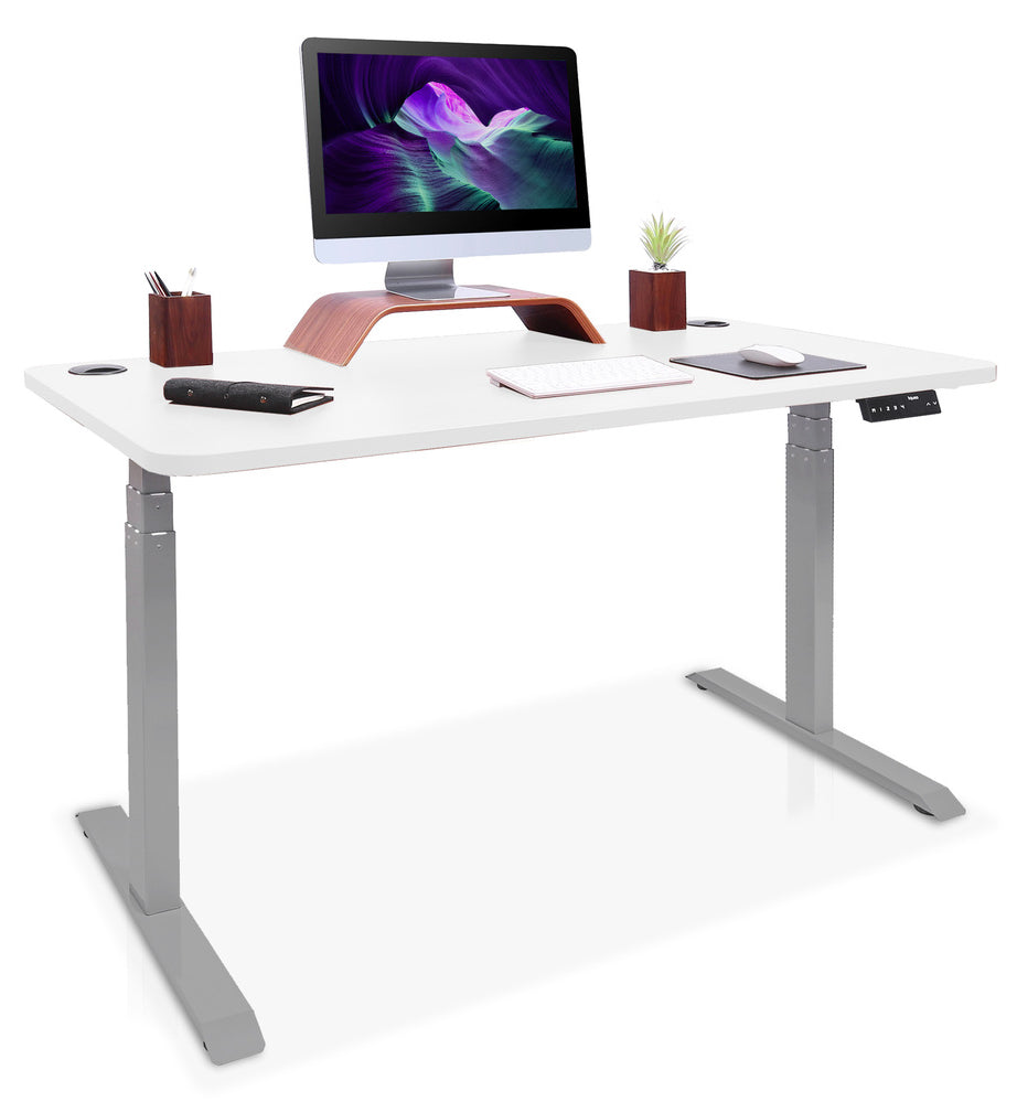 bureau assis debout DYNAMIC 140 gris blanc