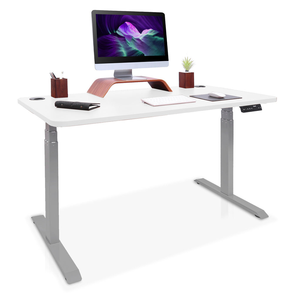 bureau assis debout DYNAMIC 140 gris blanc