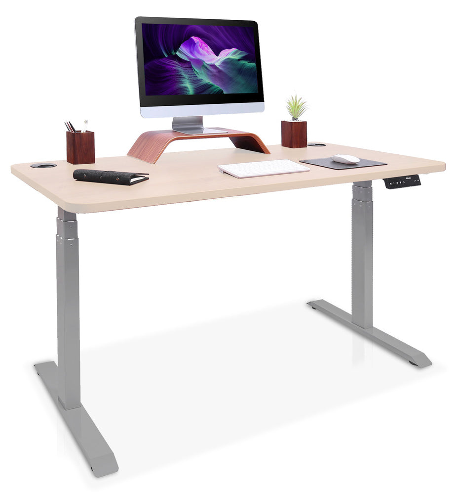 bureau assis debout DYNAMIC 140 gris chene clair