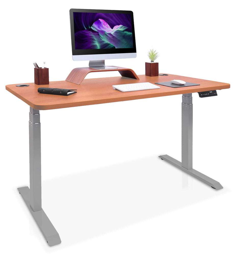 bureau assis debout DYNAMIC 140 gris chene