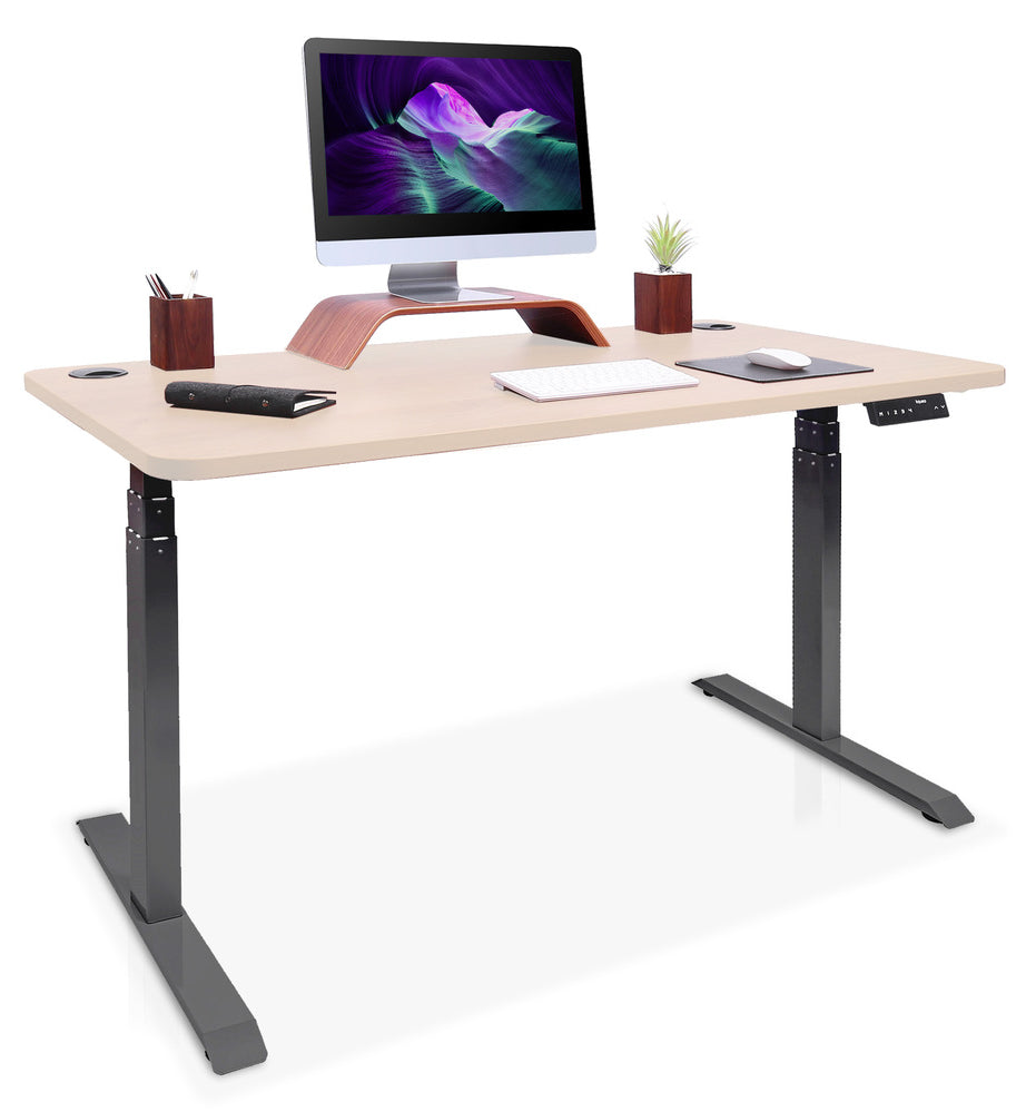 bureau assis debout DYNAMIC 140 noir chene clair