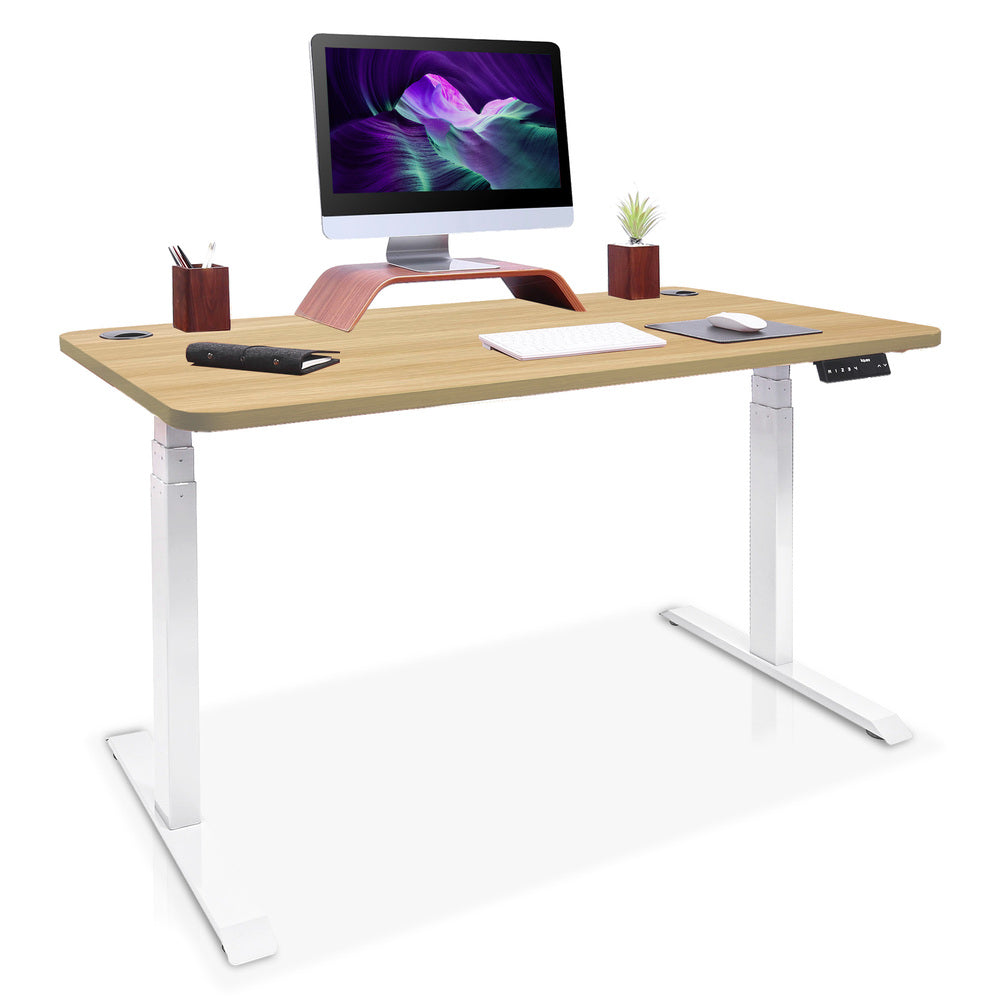 bureau assis debout DYNAMIC 160x80cm blanc chene doré