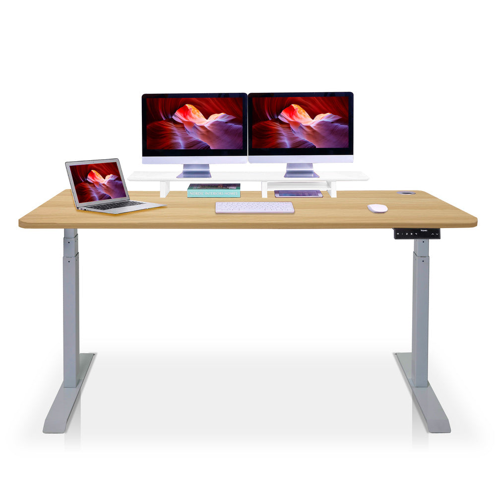 bureau assis debout DYNAMIC 180cm gris chene doré