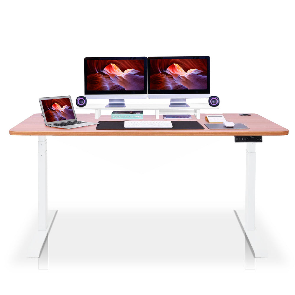 bureau assis debout DYNAMIC 180cm blanc chene