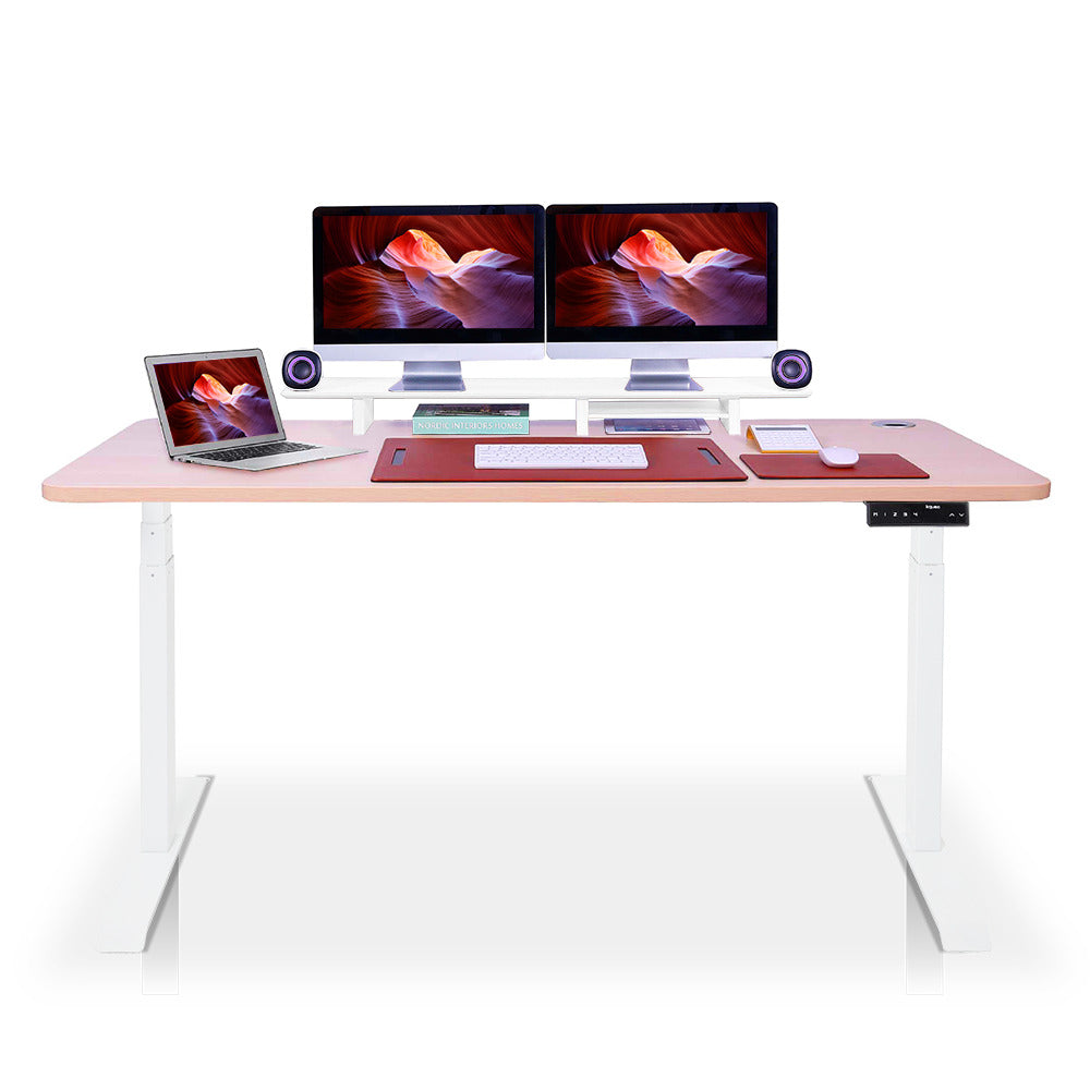 bureau assis debout 200x100cm blanc chene clair