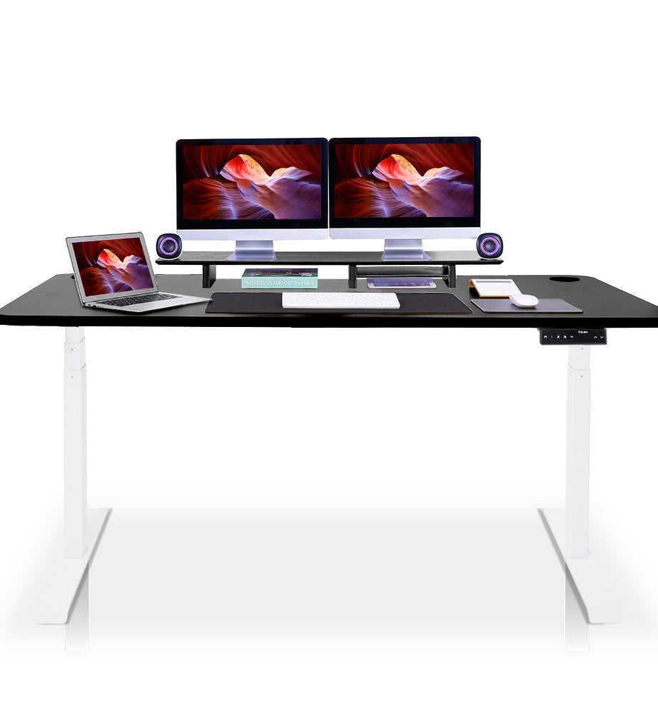 bureau assis debout 200x100cm blanc noir