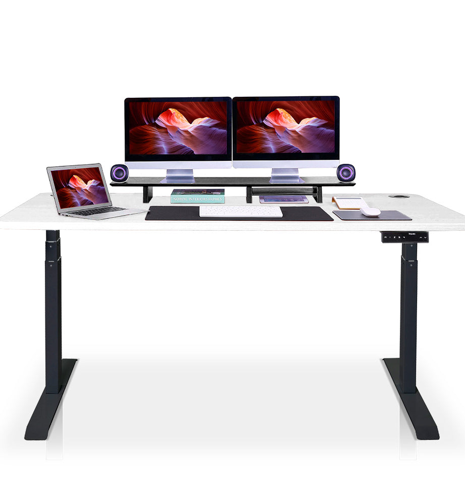 bureau assis debout 200x100cm noir blanc