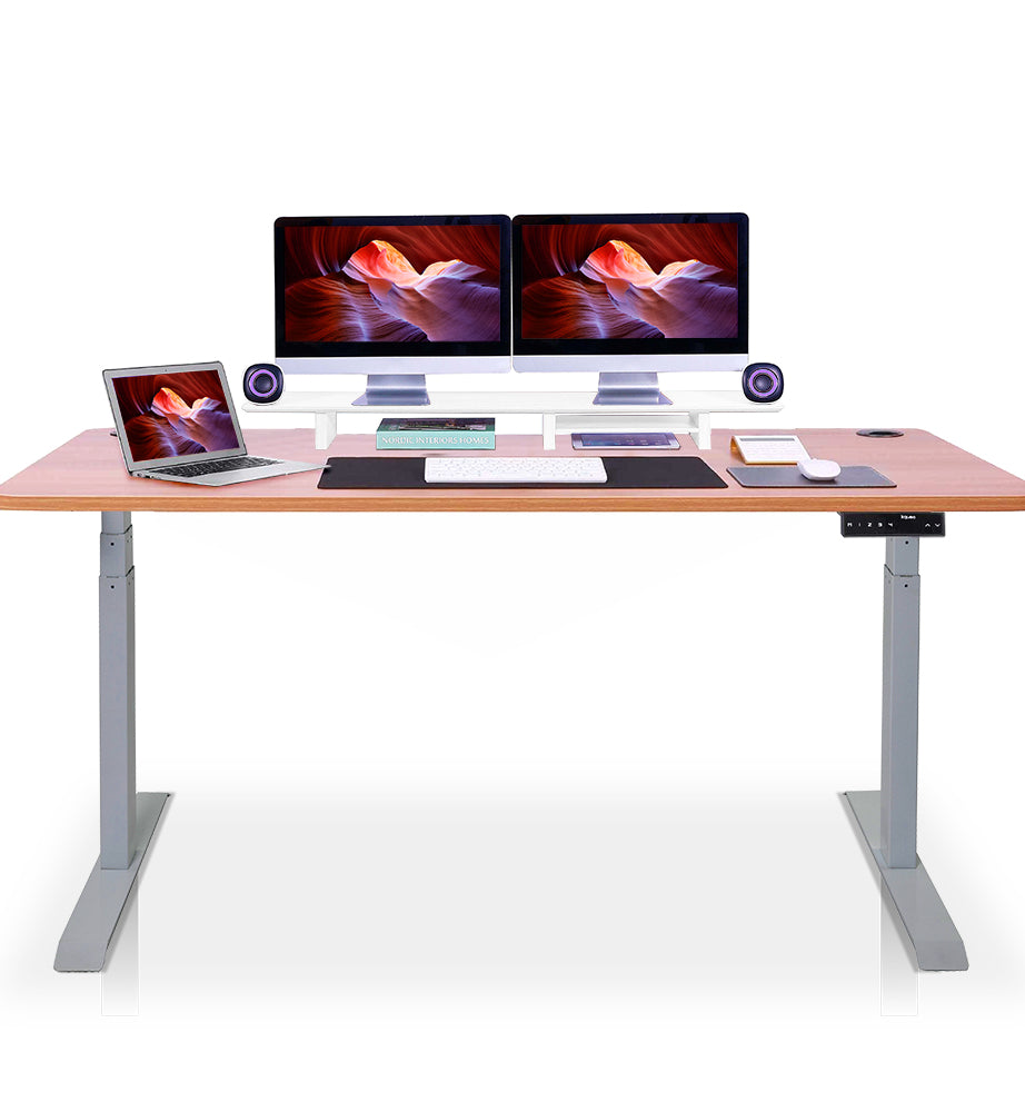 bureau assis debout 200x100cm gris chene