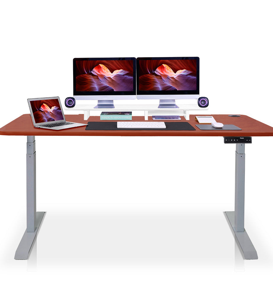 bureau assis debout 200x100cm gris chene foncé