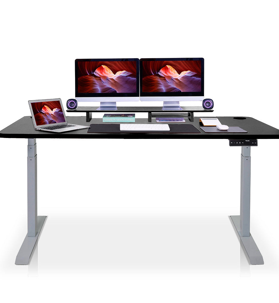 bureau assis debout 200x100cm gris noir