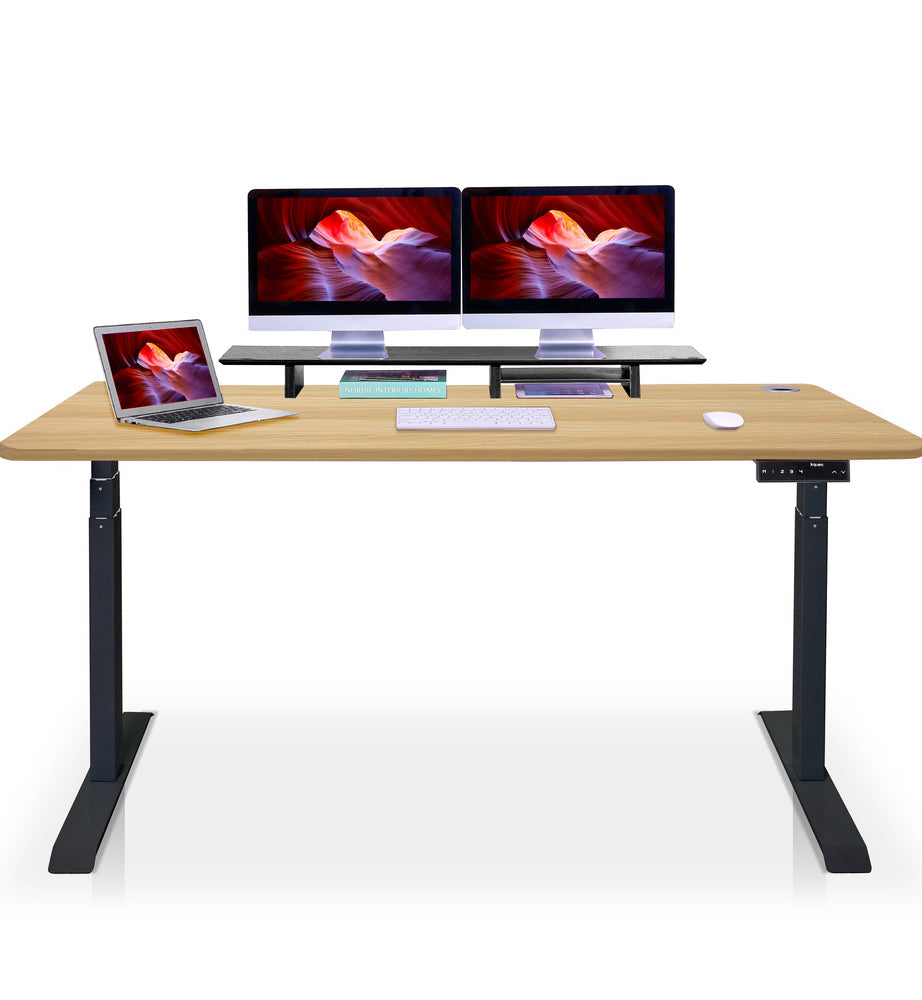 bureau assis debout DYNAMIC 200cm noir chene doré