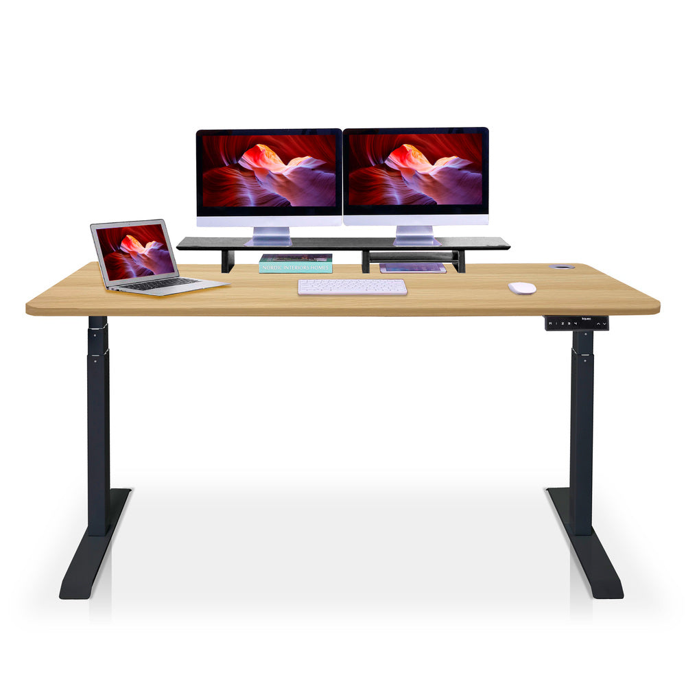 bureau assis debout 240x100cm DYNAMIC noir chene doré