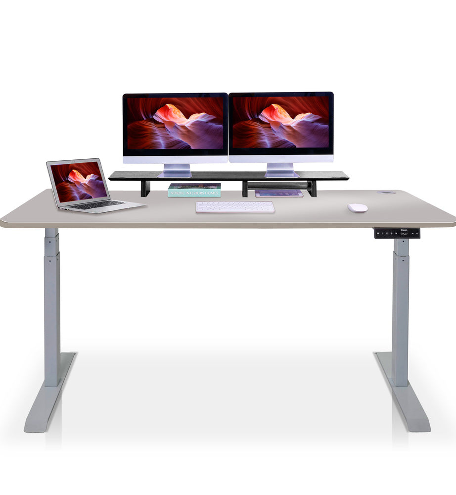 bureau assis debout DYNAMIC 200cm gris beige taupe