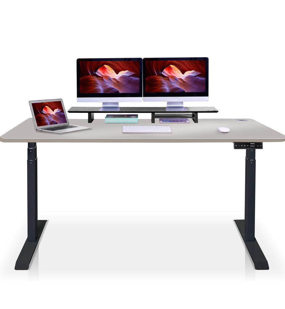 bureau assis debout DYNAMIC 200cm noir beige taupe