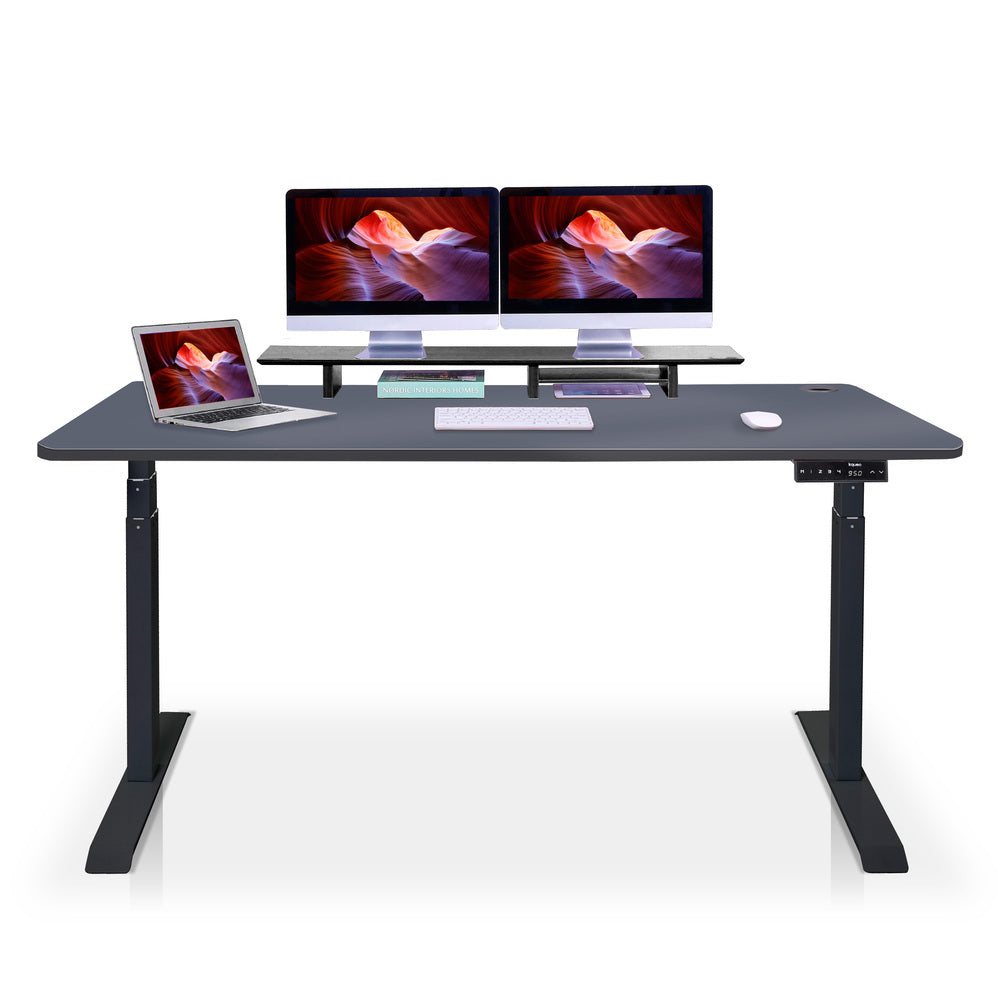 bureau assis debout DYNAMIC 180cm noir gris ardoise