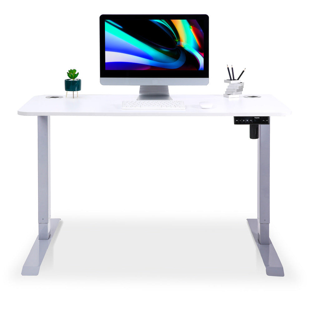 bureau assis debout LIFT 110x60cm gris blanc