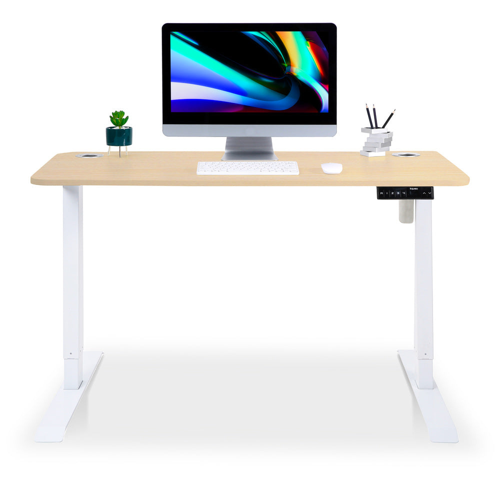 bureau assis debout LIFT 160x80cm blanc chene clair