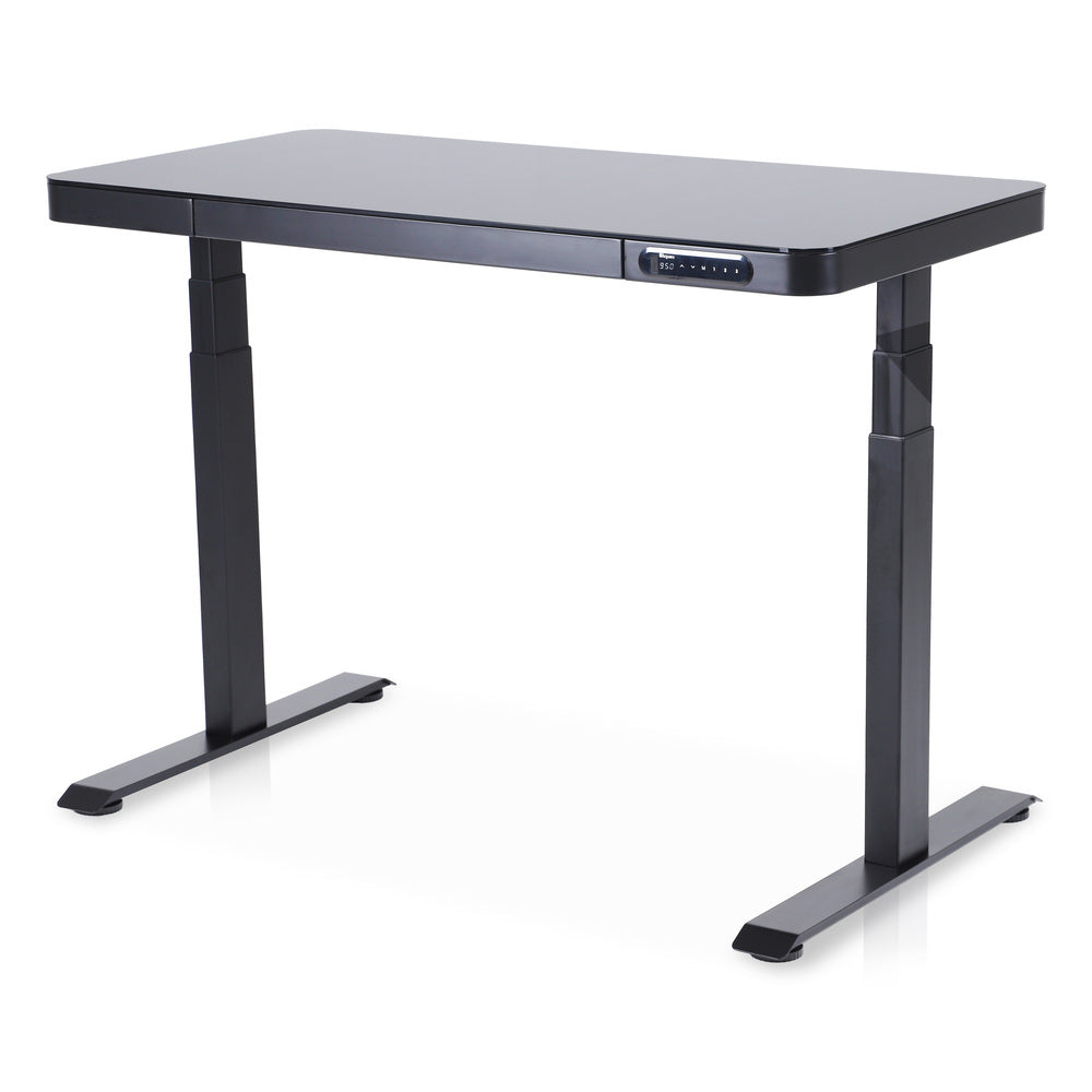bureau assis debout en verre trempé gaming CONNECT KQUEO noir